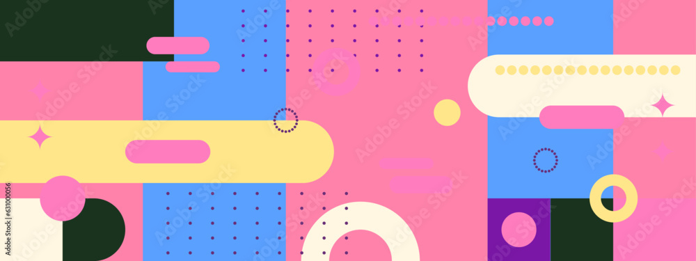 Colorful geometric mosaic of shapes and symbols. Abstract background. Colorful geometric mosaic of shapes and symbols. Abstract background.