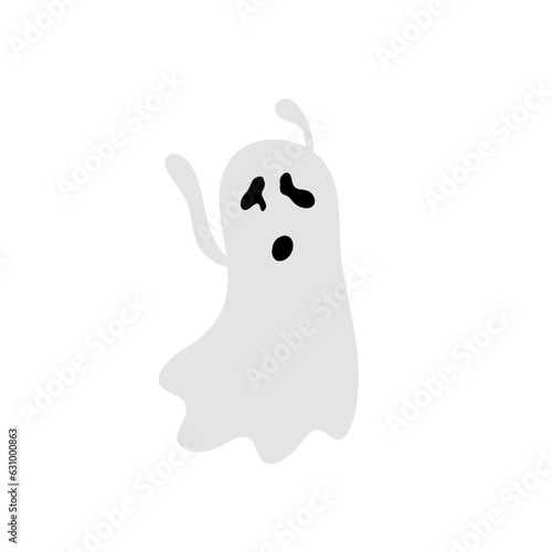 Ghost. Spooky halloween silhouette. Horror costume. Creepy character, mystery shape