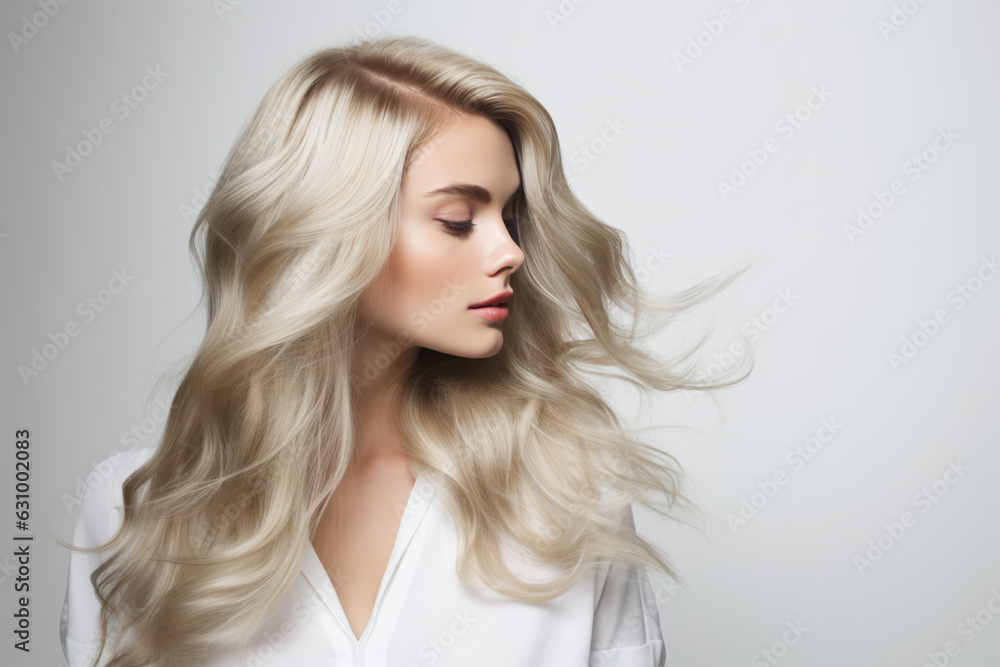 Woman With Lowlights Hair On White Background Woman With Lowlights Hair On White Background