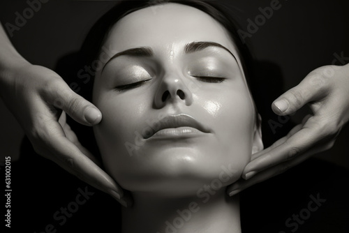 Woman Gets Closeup Facial Massage