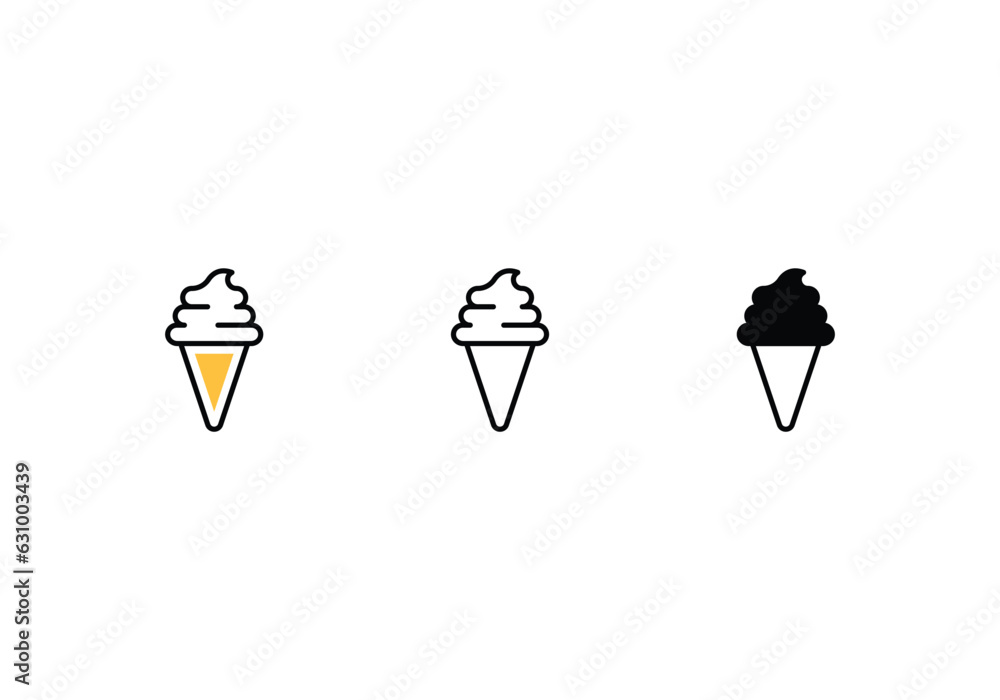 Cone Ice Cream icons set vector stock illustration.