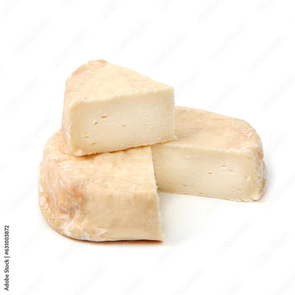 Cheese Brie White Stone on a white background Cheese Brie White Stone on a white background
