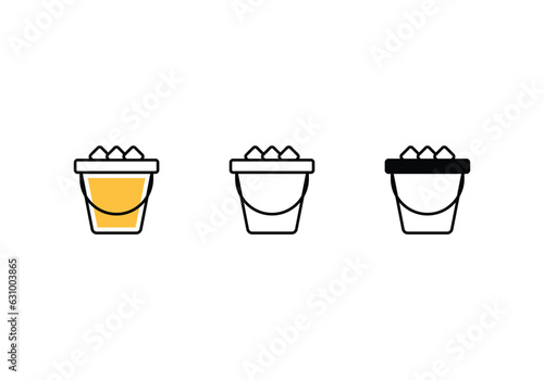 Ice Bucket icons set vector stock illustration.