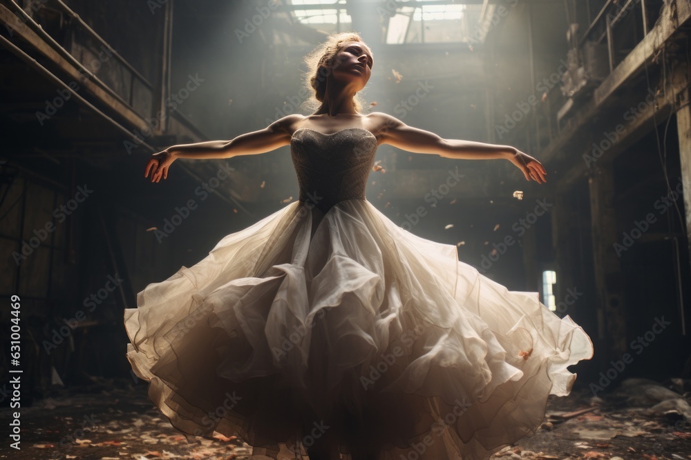 Fototapeta premium Ballerina Gracefully Executing A Sissonne, Generative AI