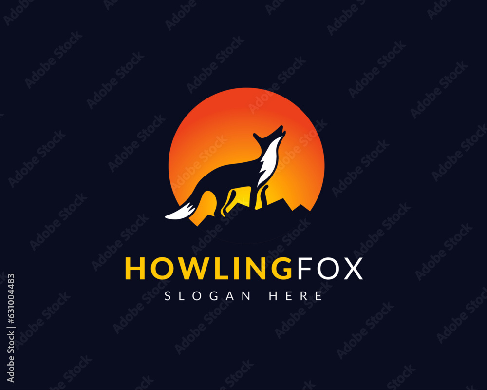 Howling Fox Abstract Logo Design Howling Fox Abstract Logo Design