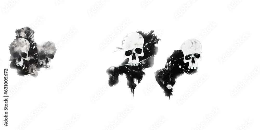 Obraz premium Grungy skull and crossbones isolated on a transparent background. Ai generative art.