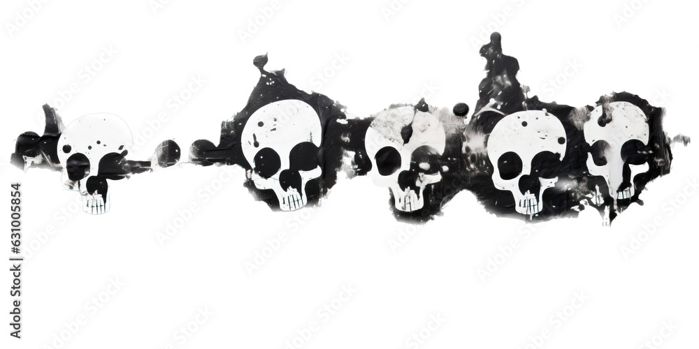 Grungy skull and crossbones isolated on a transparent background. Ai generative art. Grungy skull and crossbones isolated on a transparent background. Ai generative art.
