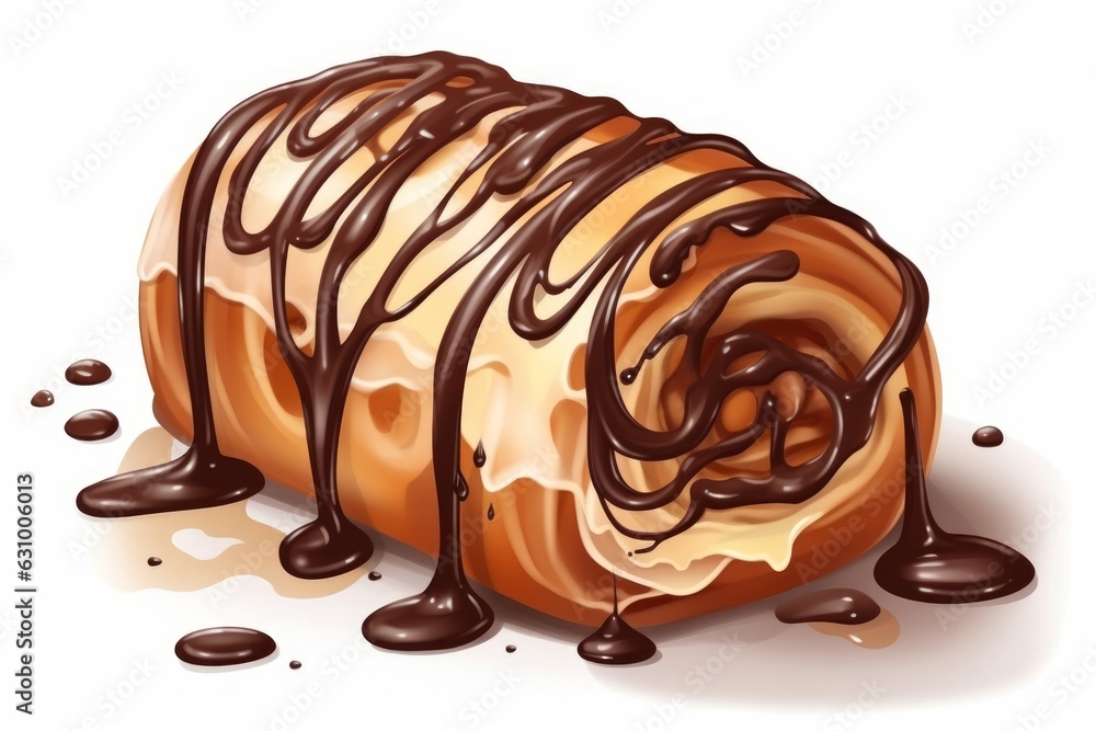 Cinnamon Roll on white background, cartoon style. AI generated Stock ...