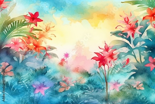 summer concept watercolor abstract background. generative ai