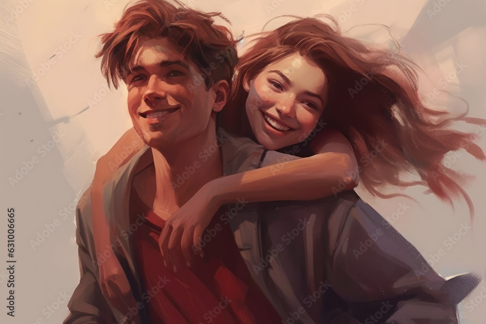 A happy couple enjoying a day outdoors, with the wind in their hair, A Fictional Character Created by Generated AI. A happy couple enjoying a day outdoors, with the wind in their hair, A Fictional Character Created by Generated AI.