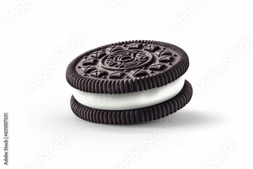 Oreo Cookie in cartoon style on white background. AI generated