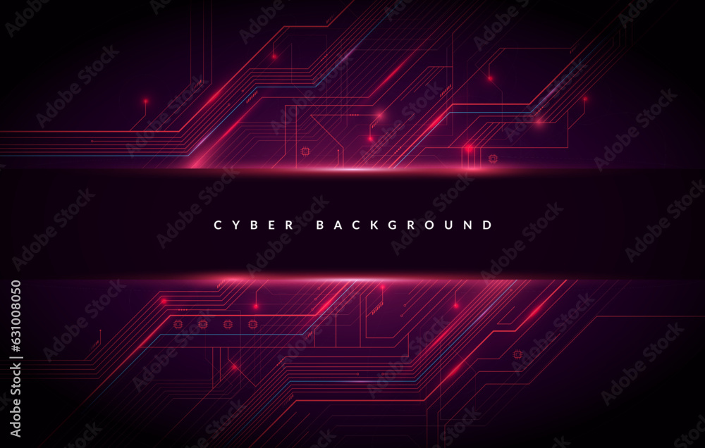 Red Electronic Cyber Technology Background With Banner
