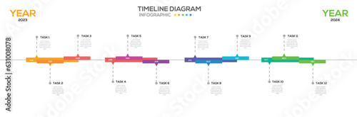 12 Months modern Timeline diagram calendar, presentation 
Infographic template for business. vector infographic.
