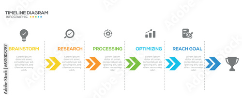 Infographic template for business. 5 Steps Timeline diagram calendar with modern icons, presentation vector infographic