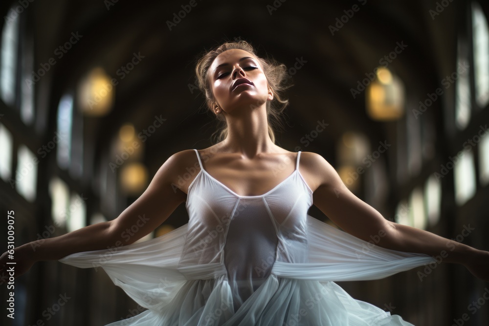 Fototapeta premium Ballet Dancer Expressing Emotions Through Movement, Generative AI