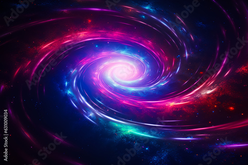 Fantastic neon glowing cosmic vortex. AI generative