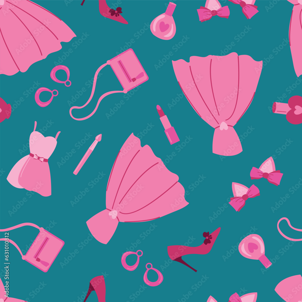 Barbiecore seamless pattern. Design for fabric, textile, wallpaper, packaging.