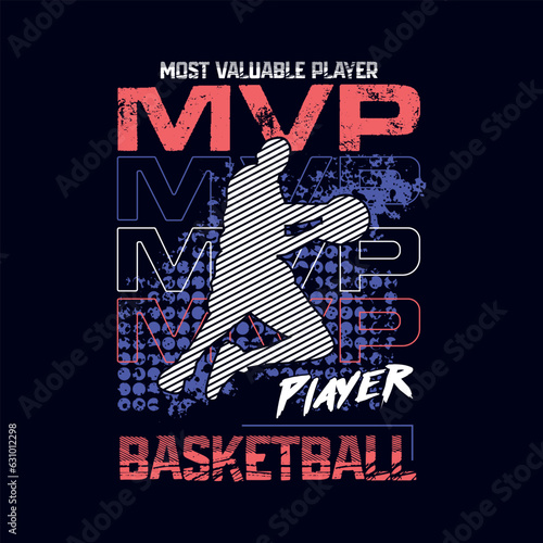 Vector  Basketball MVP PLAYER. Sport typography, t-shirt graphics, poster, banner, flyer, print,Apparel and postcard