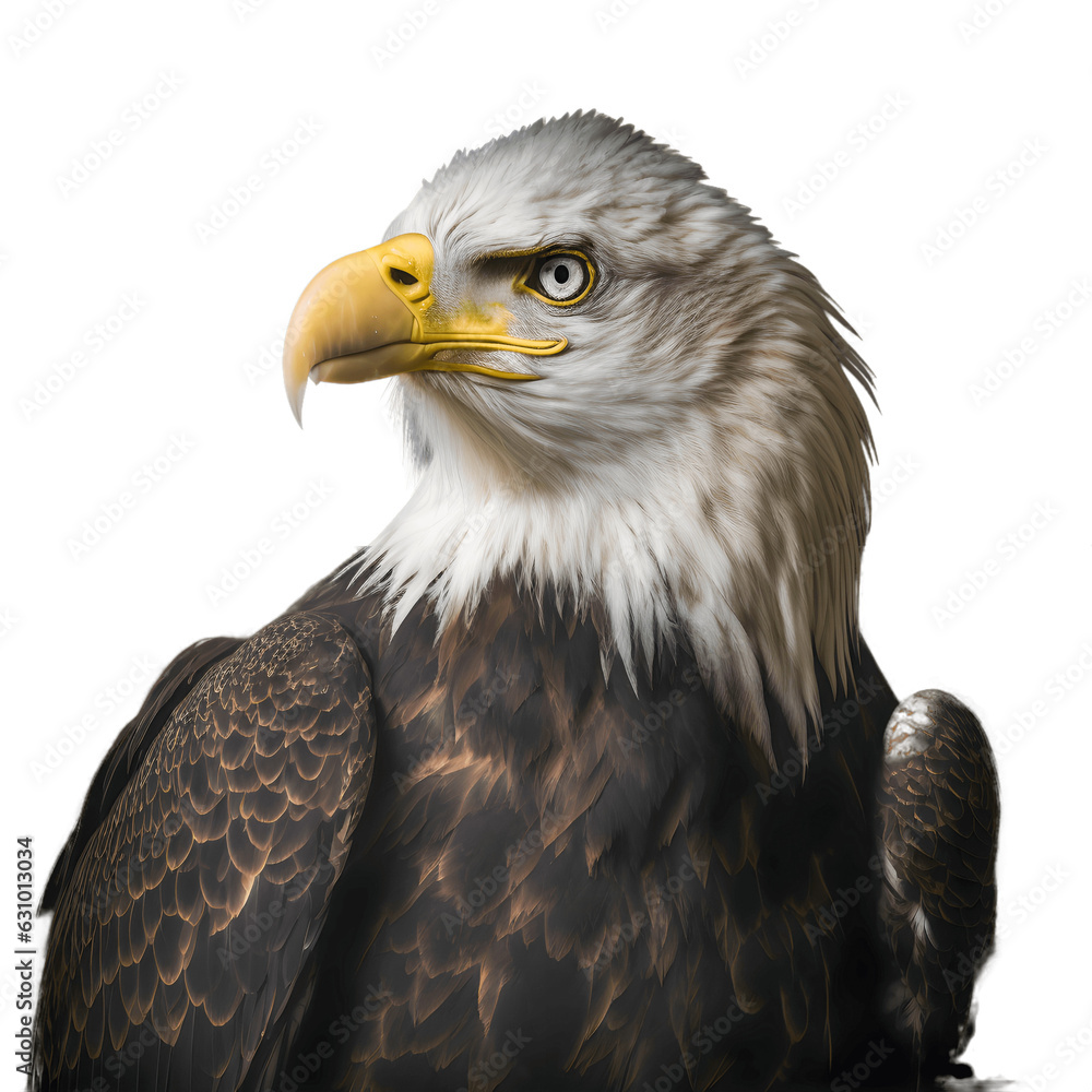Portrait of an american bald eagle isolated on white background cutout Portrait of an american bald eagle isolated on white background cutout