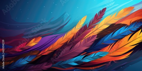 Native american heritage month, International Day of the World's Indigenous Peoples or Native American Day. Vector banner. Background with a pattern of feathers.