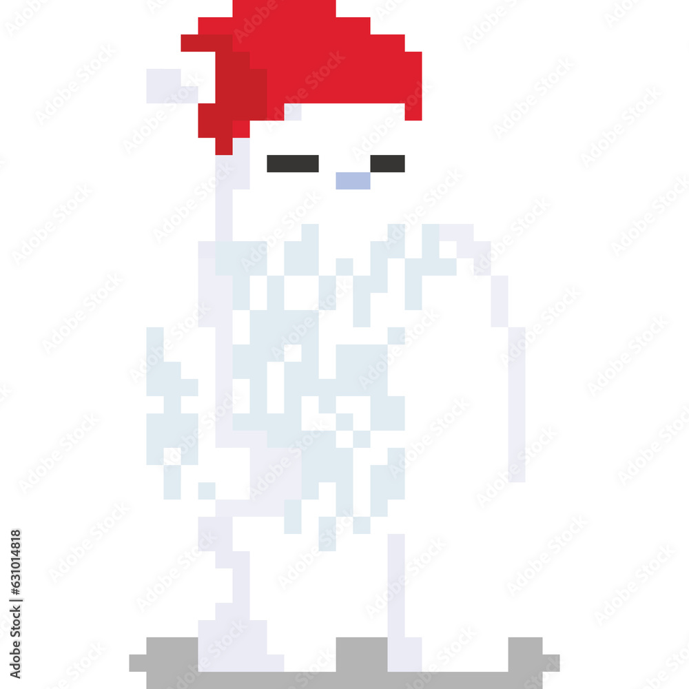 Pixel art cartoon christmas big monster character