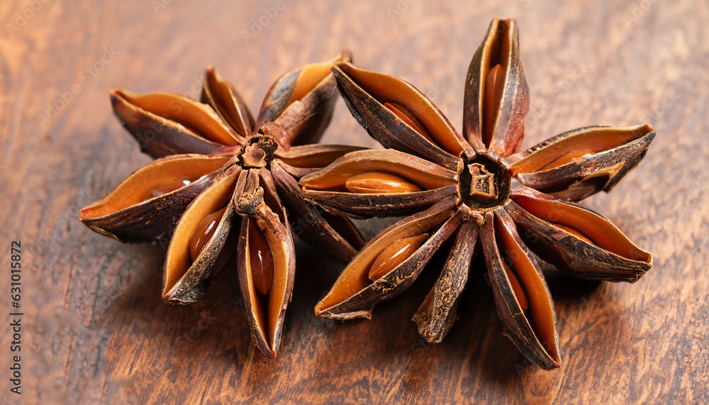 Star anise or Chinese Badiane spice or Illicium verum. Star anise or Chinese Badiane spice or Illicium verum.