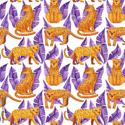 Photography Wild cats seamless pattern