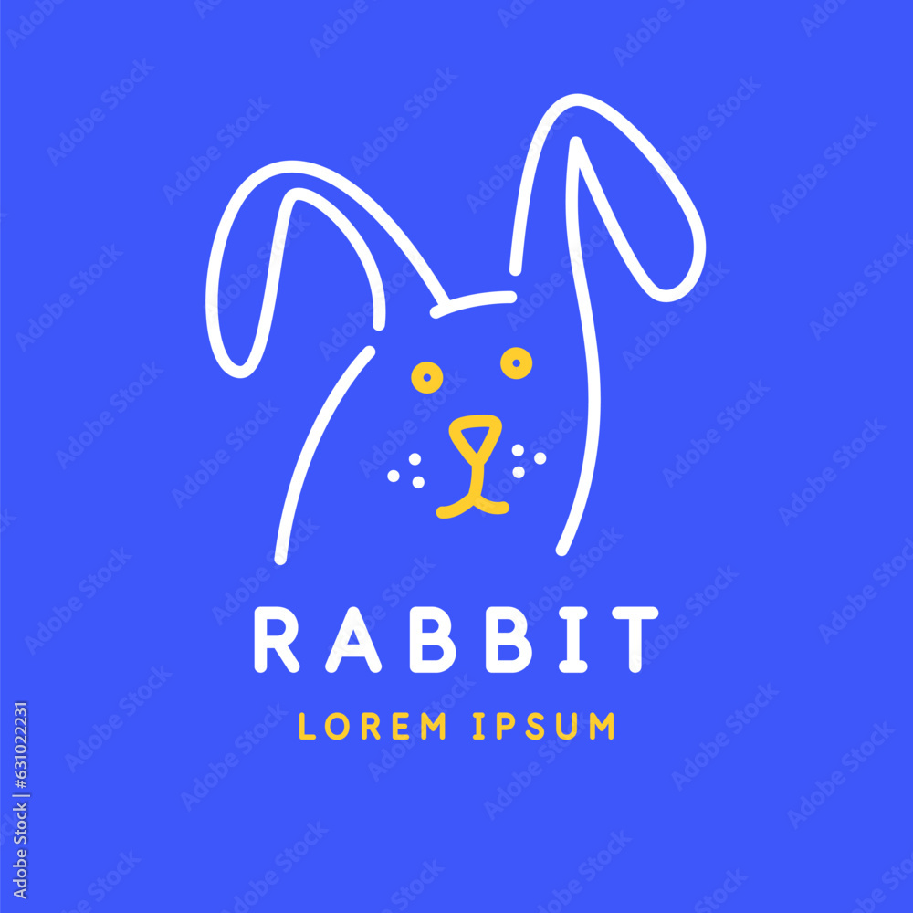 Fototapeta premium Minimalistic and stylish Rabbit emblem. Modern graphics. Vector illustration with text in a fashionable simple style.