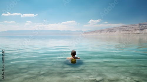 A person floating at Dead Sea 