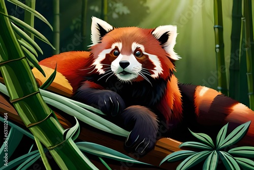 red panda on bamboo © Shahryar
