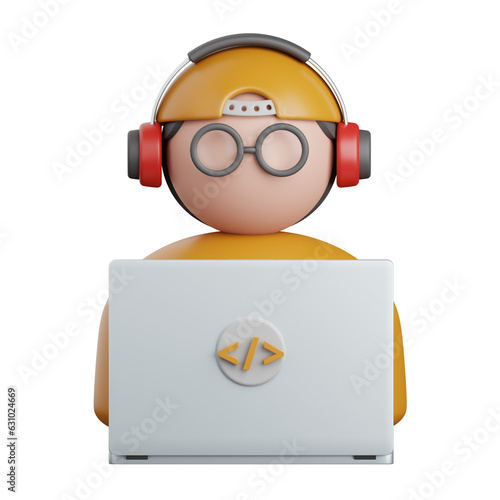 3d rendering programmer isolated useful for technology, programming, development, coding, software, app, computing, server and connection design element