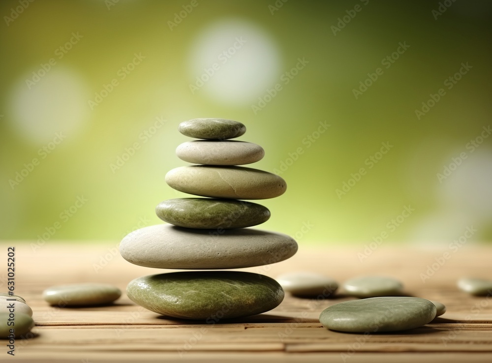 Stacked stones with wooden spa theme board and sticks Stacked stones with wooden spa theme board and sticks