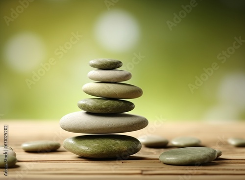 Stacked stones with wooden spa theme board and sticks