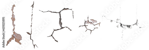 Pared agrietada, grieta de pared o piso fondo transparente