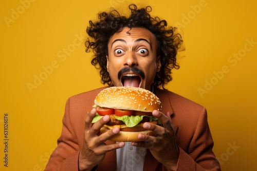 Eating a hamburger of international people. Generative AI