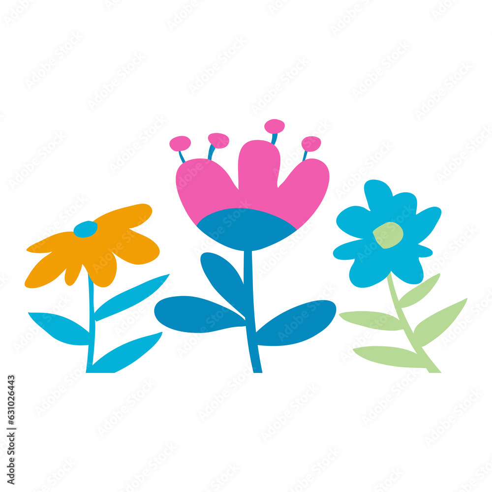 illustration of colorful flowers illustration as beauty bottom side frame border decorative