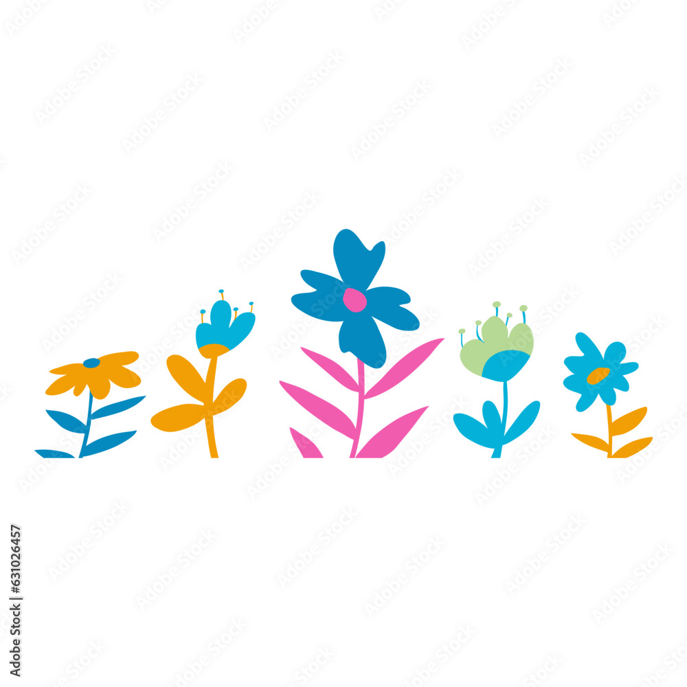illustration of colorful flowers illustration as beauty bottom side frame border
