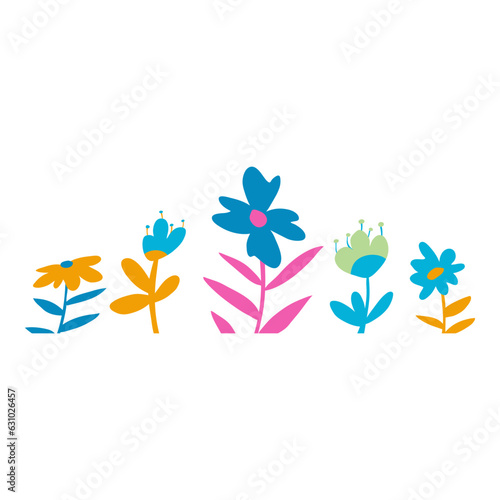 illustration of colorful flowers illustration as beauty bottom side frame border