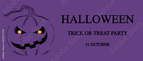 Funky Halloween card cover with Jack lantern in Trendy Y2K retro style. Avant-garde Halloween concept for banners, posters, cards. Vector illustration in modern Groovy style.