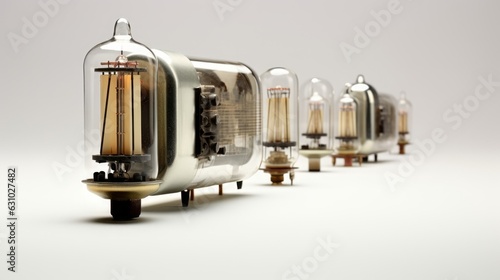 50's 60's Vacuum tube isolated on neutral white with natural shadows, Generative AI