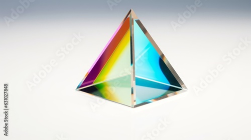 Free Download Refraction of light in a color dividing glass prism. Focus is front edge. Shallow depth of field. isolated on neutral white with natural shadows, Generative AI - GFXLoad