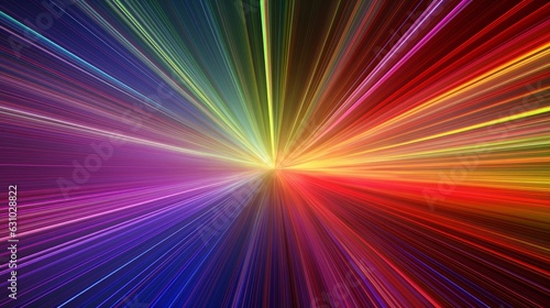 Ultra speed, beyond and progress concept background. attraction, attention, bursting type, light speed color burst. Explosion or exploding fine strands of color rays, expanding in linear,Generative AI