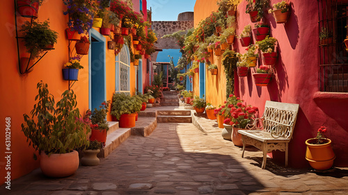 The lively streets of Santa Fe, Peru, filled with colors photo