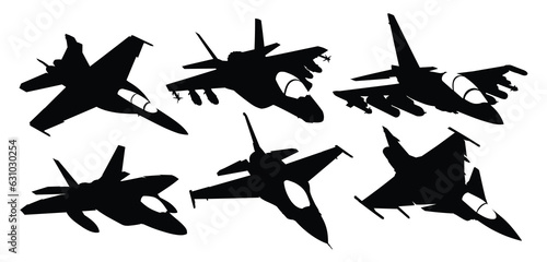 The set silhouettes of military fighters.