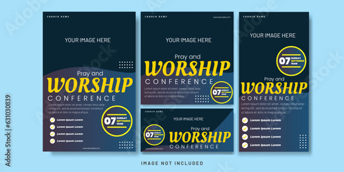 Foto Pray and Worship Conference Flyer and Social media Bundle Set