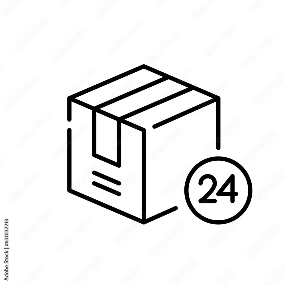 24 hour delivery. Parcel shipment and logistics. Pixel perfect, editable stroke icon 24 hour delivery. Parcel shipment and logistics. Pixel perfect, editable stroke icon