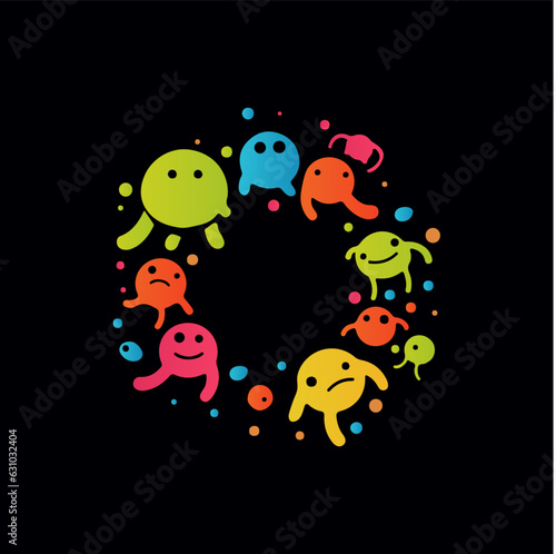 Logo1646Playful virus isolated icon. Colorful and childlike bacteria sign. Abstract logo Template for education and entertainment. Vector illustration.