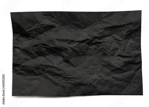 wrinkled black paper sheet isolated