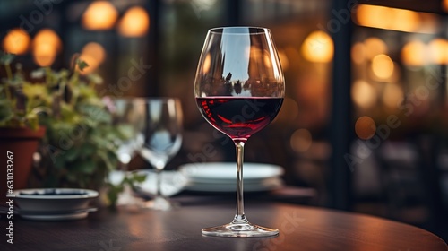 red wine in a glass on a blurred background