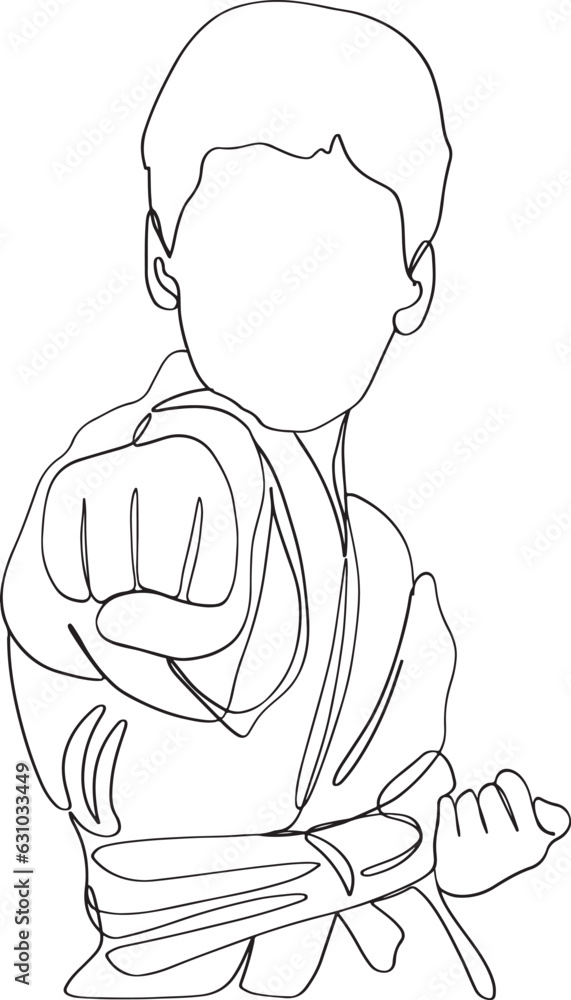 Karate player line art logo, Minimalist Martial Arts: Single Line